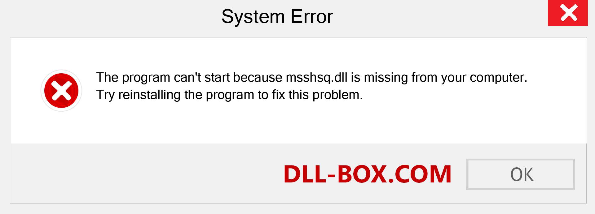  msshsq.dll file is missing?. Download for Windows 7, 8, 10 - Fix  msshsq dll Missing Error on Windows, photos, images